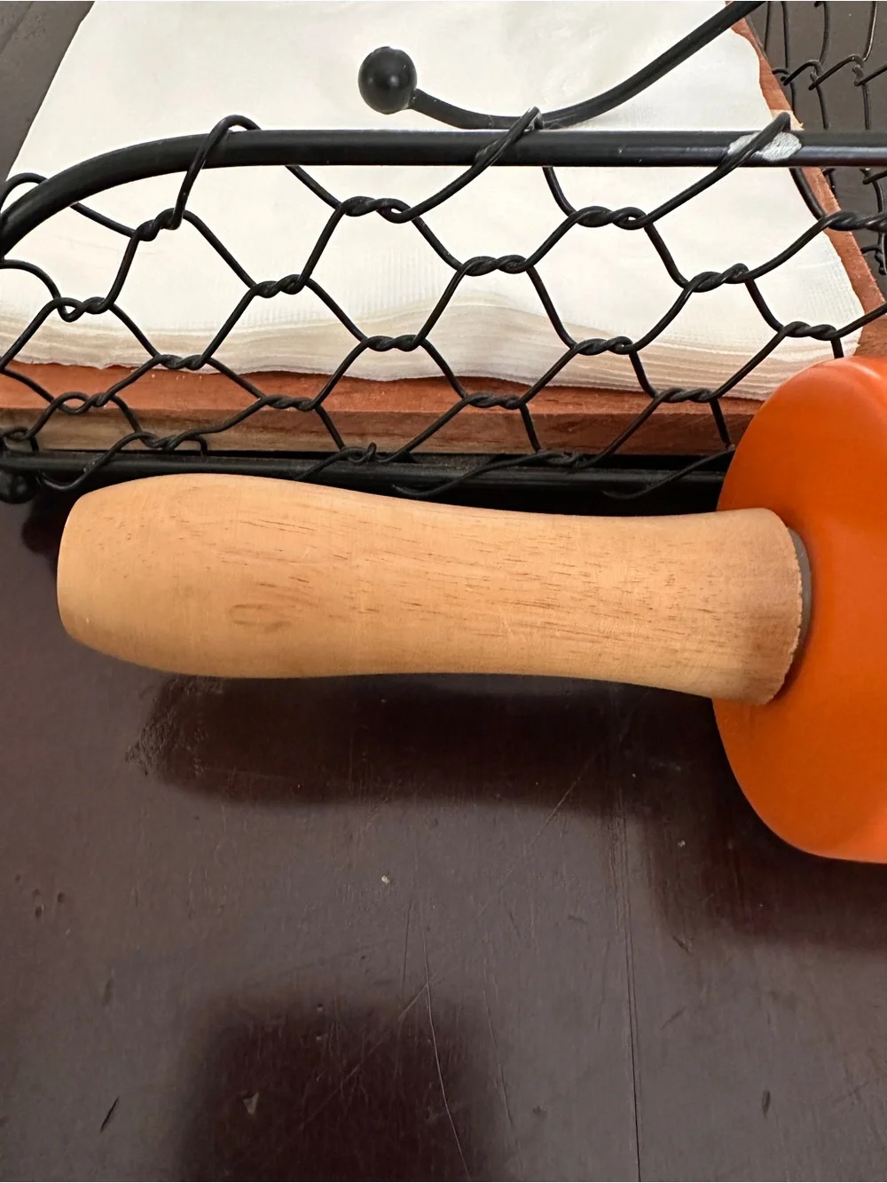 Rae Dunn Orange Rolling Pin with White Lettering